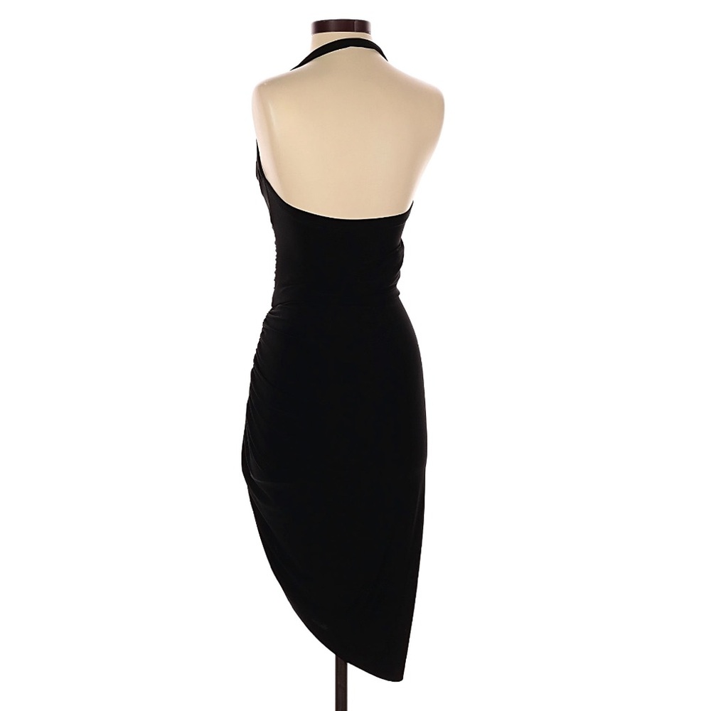 NORMA KAMALI Cayla Side Drape Dress Elegant Black Halter Stretch Bodysuit Small - Picture 6 of 11